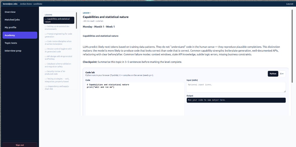 Academy lesson with in-browser Python code lab